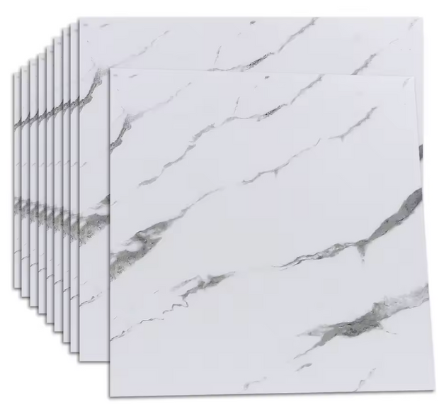 Plaques Murales Adhésives Marbre Noir – 30x30 cm (Lot de 10 – Couvre 0,9 m²)