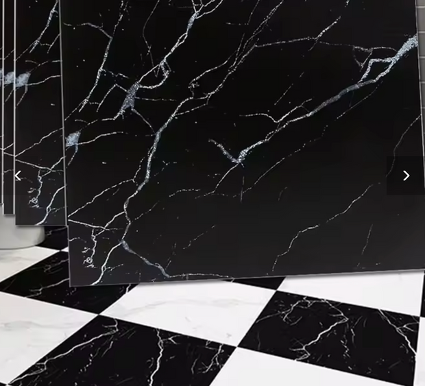 Plaques Murales Adhésives Marbre Noir – 30x30 cm (Lot de 10 – Couvre 0,9 m²)