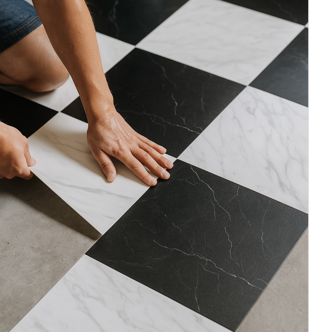 Plaques Murales Adhésives Marbre Noir – 30x30 cm (Lot de 10 – Couvre 0,9 m²)