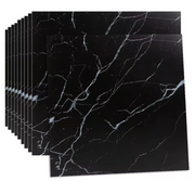 Plaques Murales Adhésives Marbre Noir – 30x30 cm (Lot de 10 – Couvre 0,9 m²)